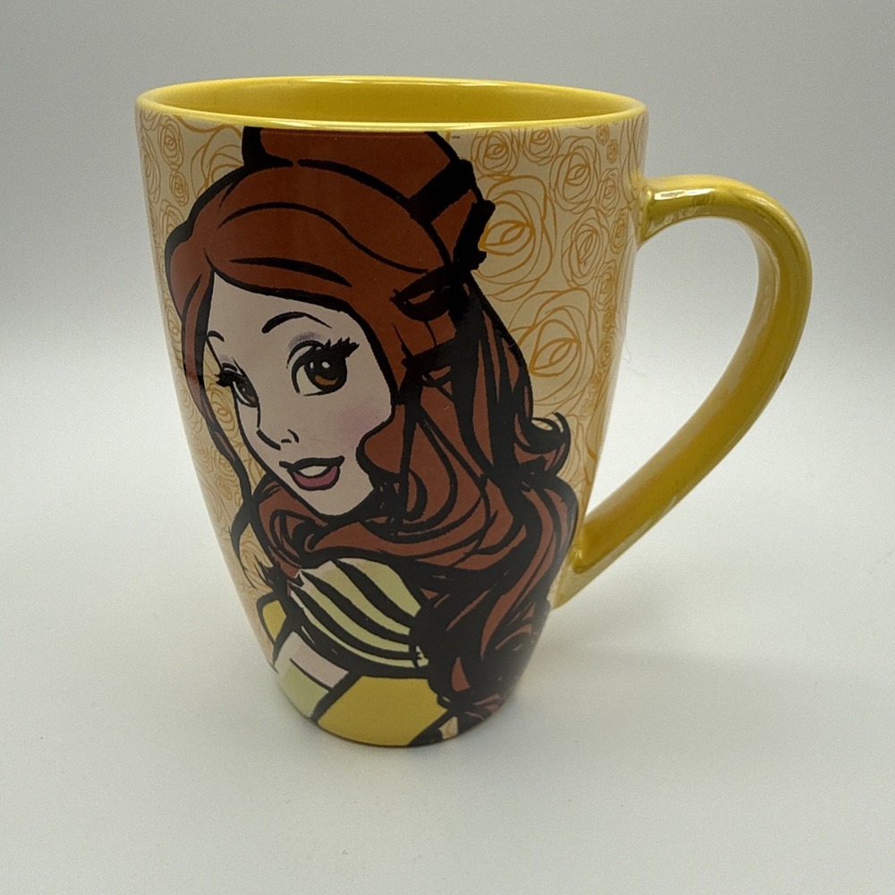Disney Parks Coffee Mug Belle Beauty & The Beast Cup Yellow Mornings Are A Beast